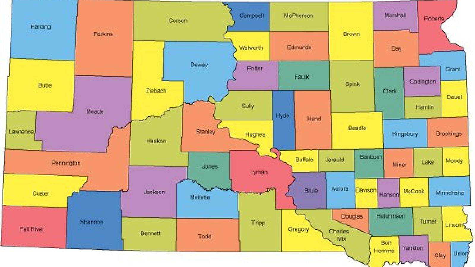 Map of South Dakota Counties