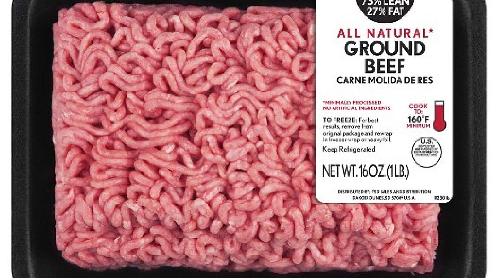 A retail package of ground beef hamburger