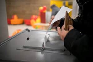 Voter at ballot box