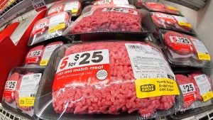 packages of ground beef hamburger used in USDA testing