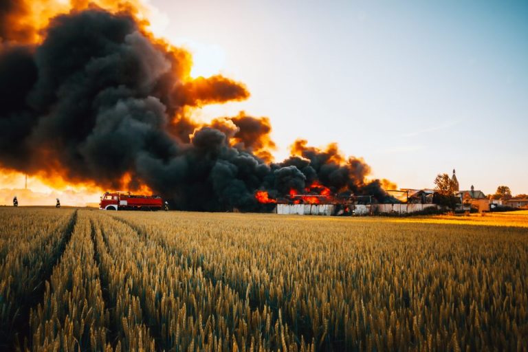 A fire in a farm field