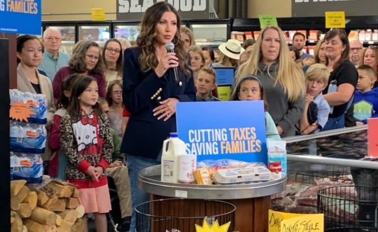 South Dakota Governor Kristi Noem at a Rapid City, S.D. grocery store