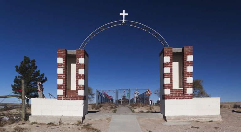 A memorial at Wounded Knee Massacres site in South Dakota